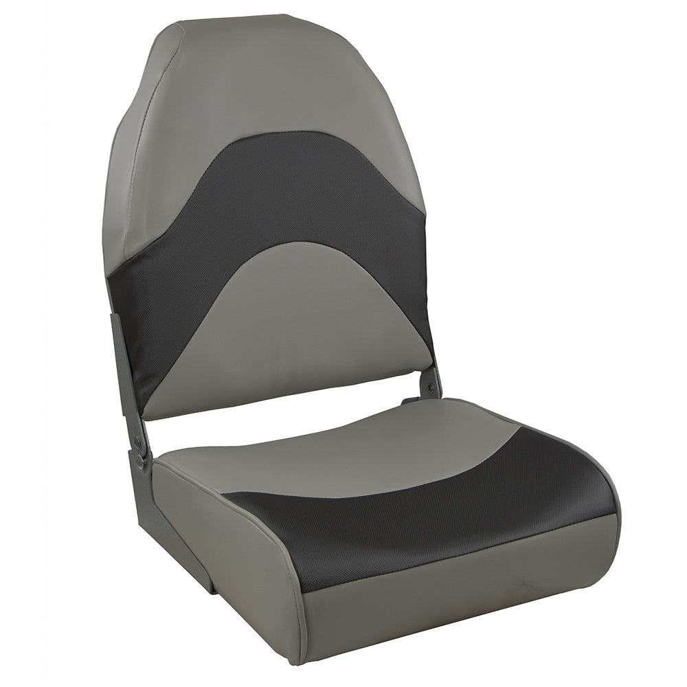 Springfield Premium Wave Folding Seat - Grey w/Meteor Stripe - Deckhand Marine Supply