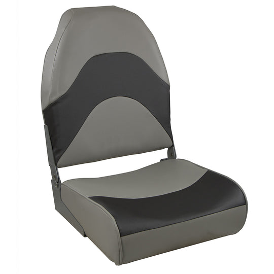 Springfield Premium Wave Folding Seat - Grey w/Meteor Stripe - Deckhand Marine Supply