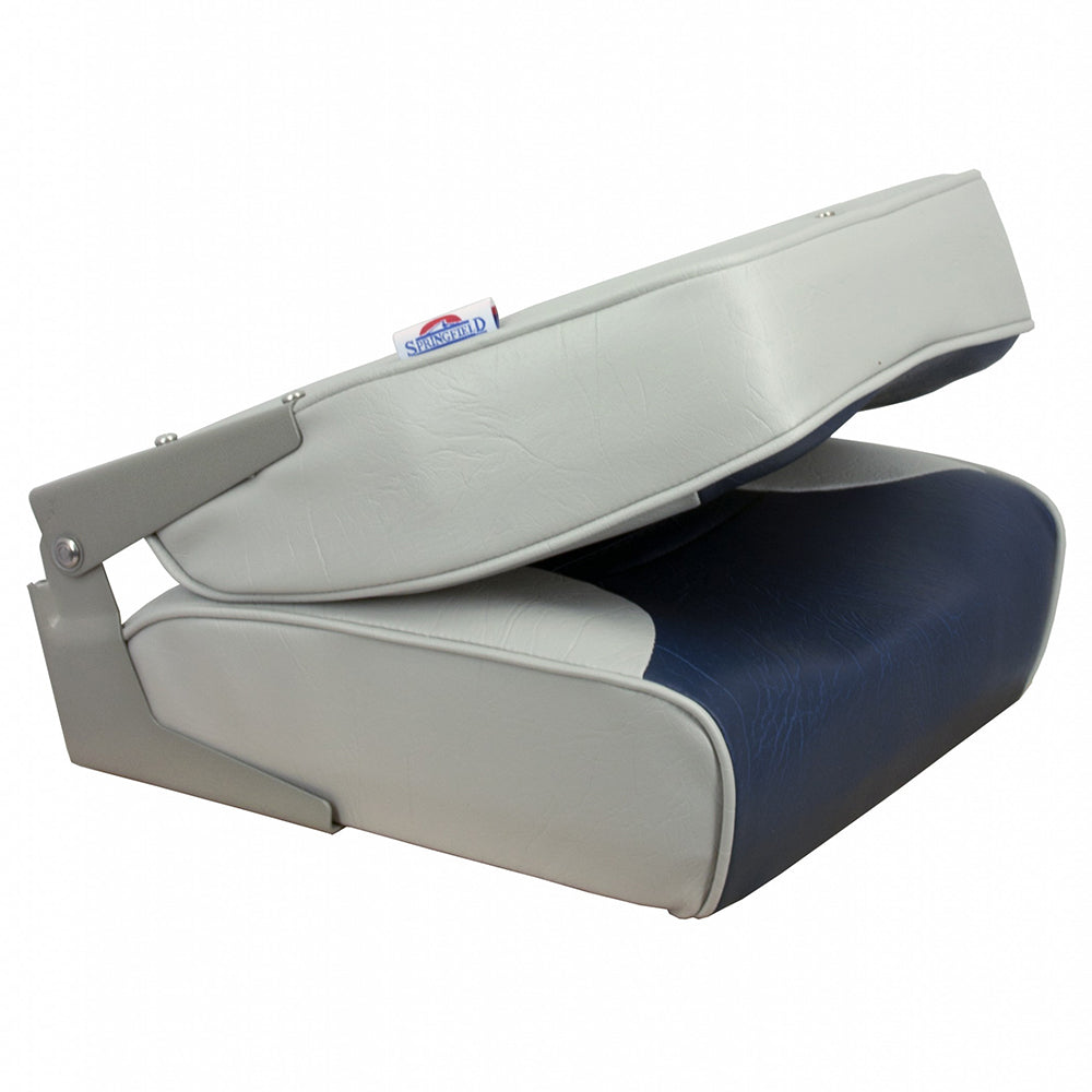 Springfield Economy Multi-Color Folding Seat - Grey/Blue - Deckhand Marine Supply