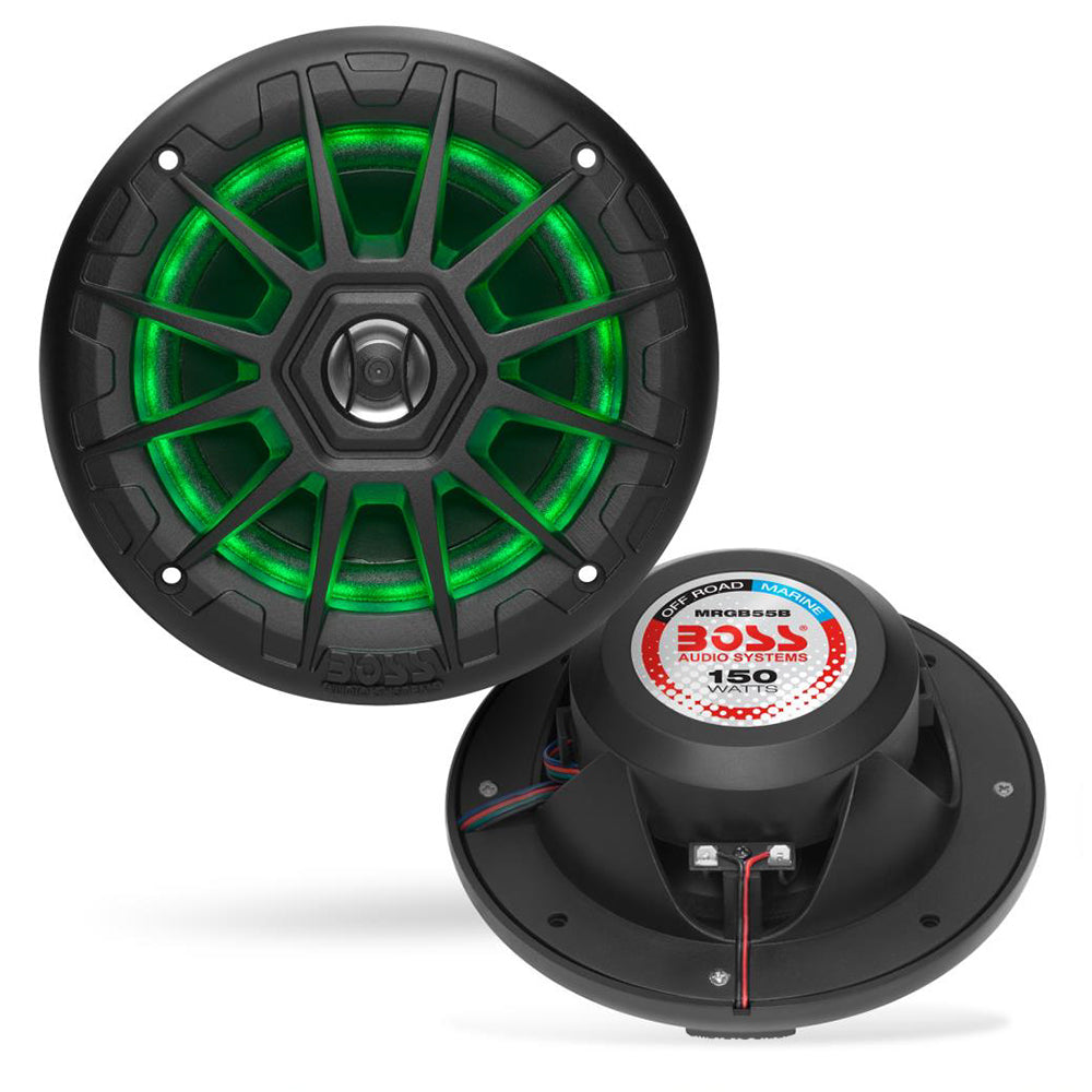 Boss Audio MRGB55B 5.25" Marine Speakers w/RGB Lighting - Black - Deckhand Marine Supply