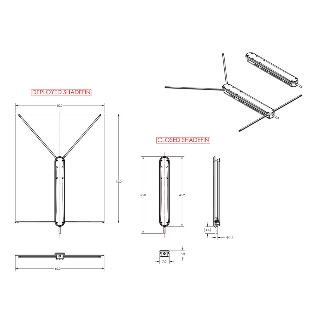 TACO ShadeFin w/White Fabric, Case  Fixed Rod Holder Mount Kit - Deckhand Marine Supply