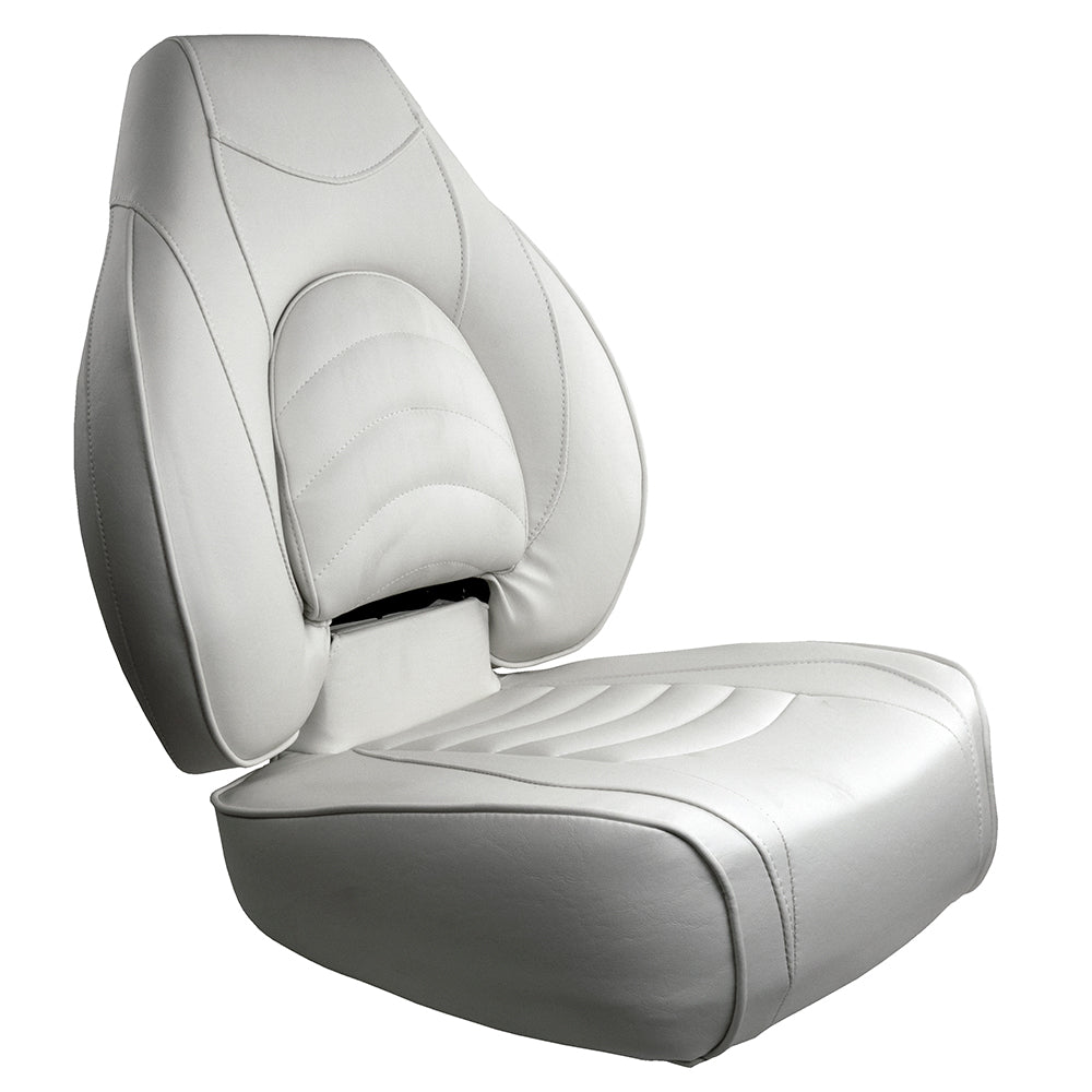 Springfield Fish Pro High Back Folding Seat - White - Deckhand Marine Supply