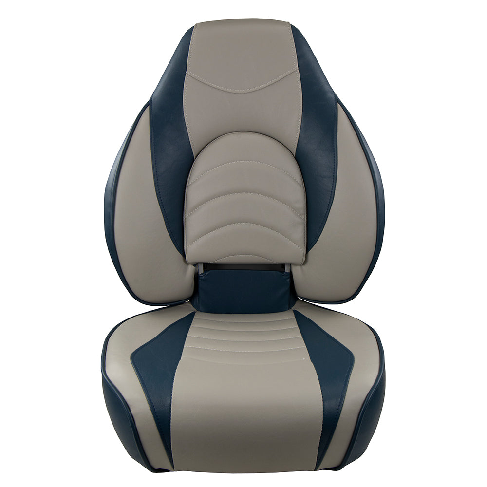 Springfield Fish Pro High Back Folding Seat - Blue/Grey - Deckhand Marine Supply