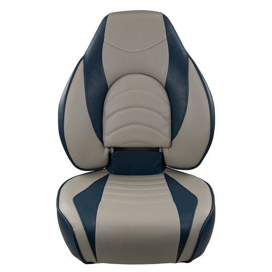 Springfield Fish Pro High Back Folding Seat - Blue/Grey - Deckhand Marine Supply