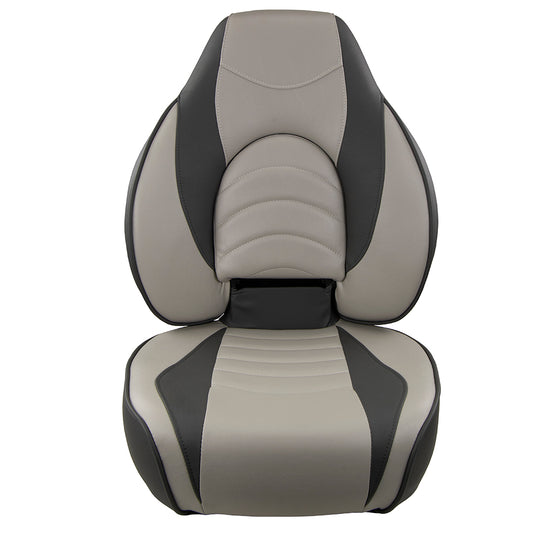 Springfield Fish Pro High Back Folding Seat - Charcoal/Grey - Deckhand Marine Supply
