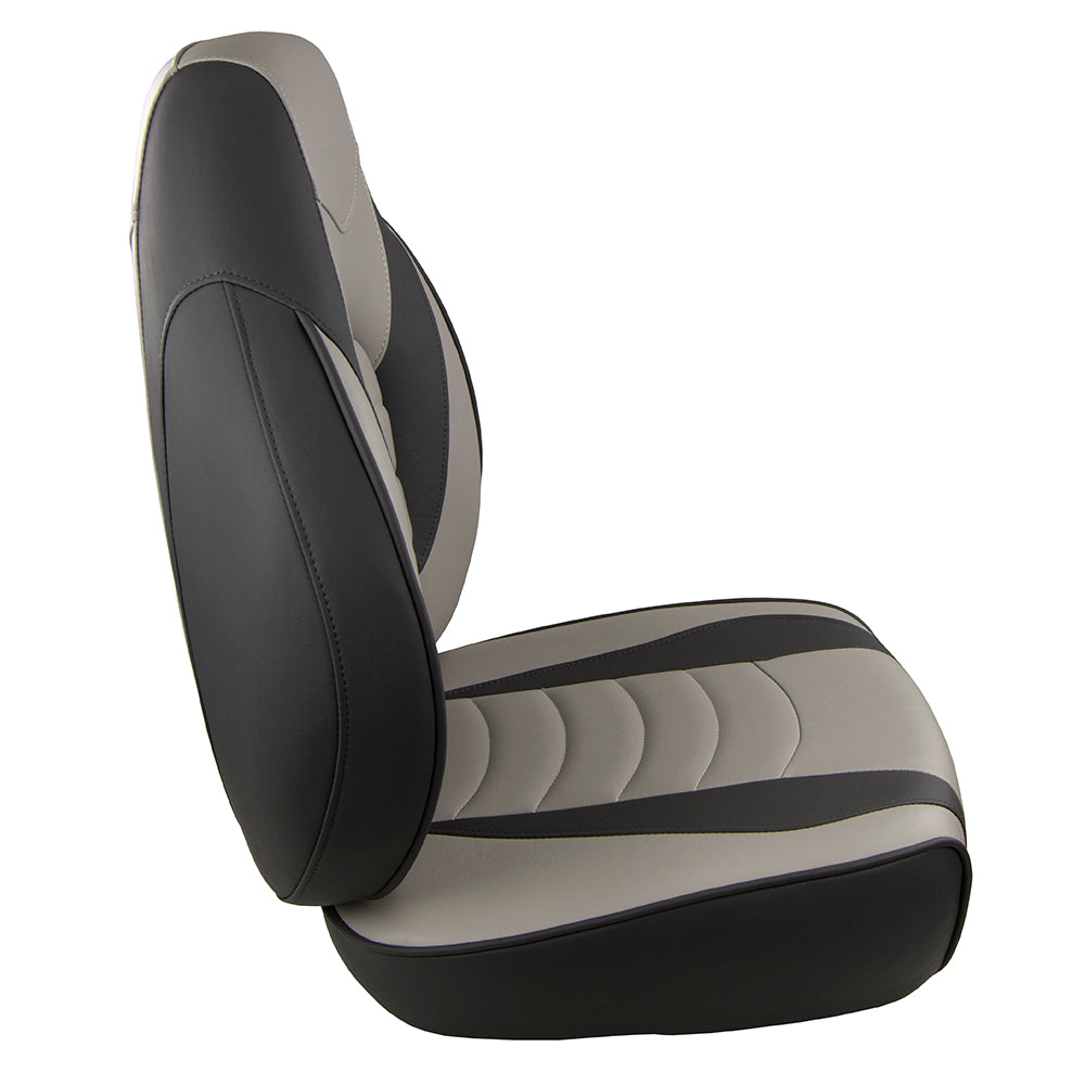 Springfield Fish Pro High Back Folding Seat - Charcoal/Grey - Deckhand Marine Supply