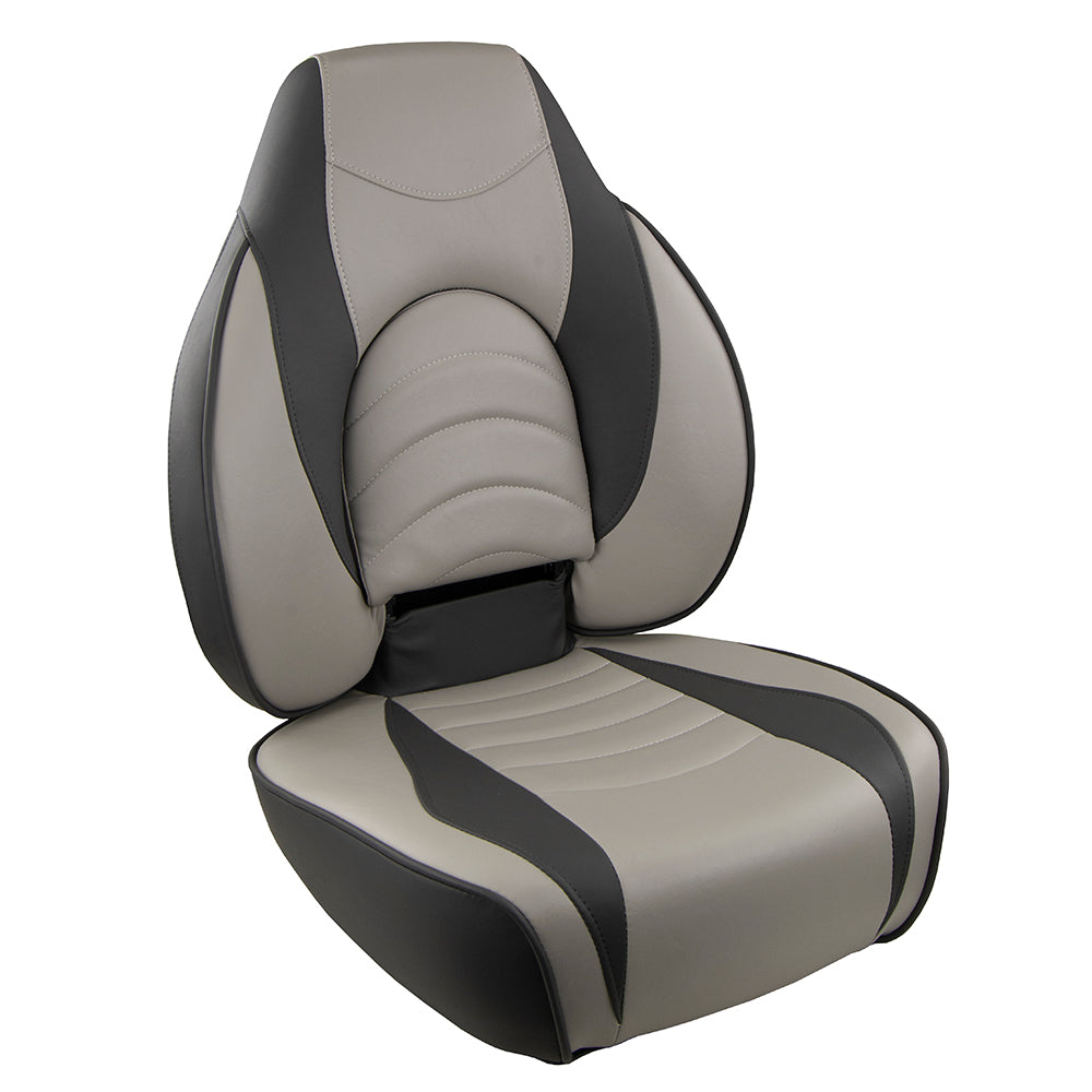Springfield Fish Pro High Back Folding Seat - Charcoal/Grey - Deckhand Marine Supply