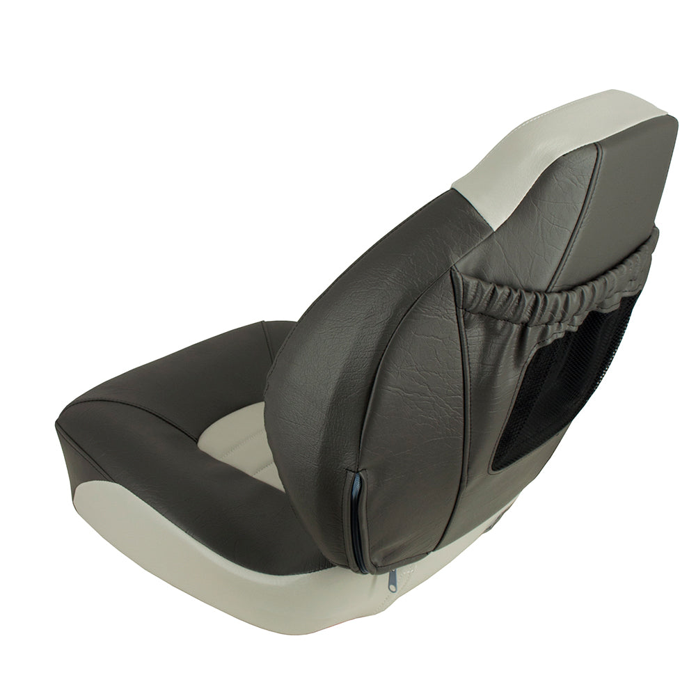 Springfield Fish Pro Mid Back Folding Seat - Charcoal/Grey - Deckhand Marine Supply