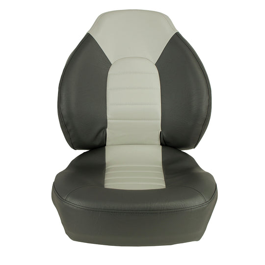 Springfield Fish Pro Mid Back Folding Seat - Charcoal/Grey - Deckhand Marine Supply