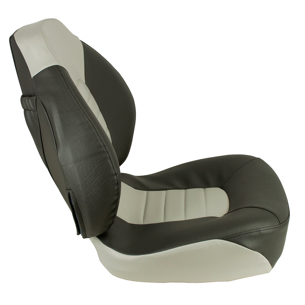 Springfield Fish Pro Mid Back Folding Seat - Charcoal/Grey - Deckhand Marine Supply