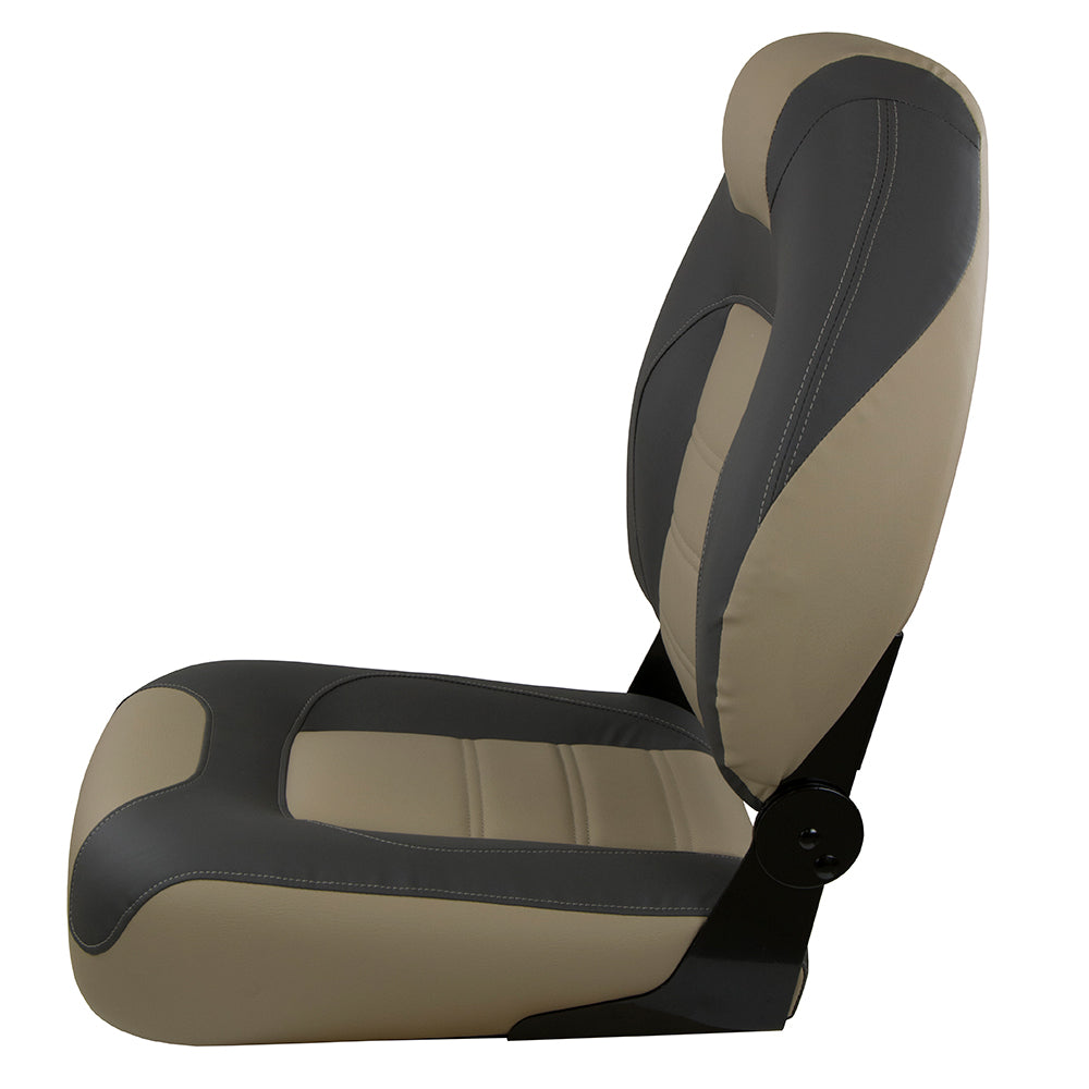 Springfield OEM Series Folding Seat - Charcoal/Tan - Deckhand Marine Supply