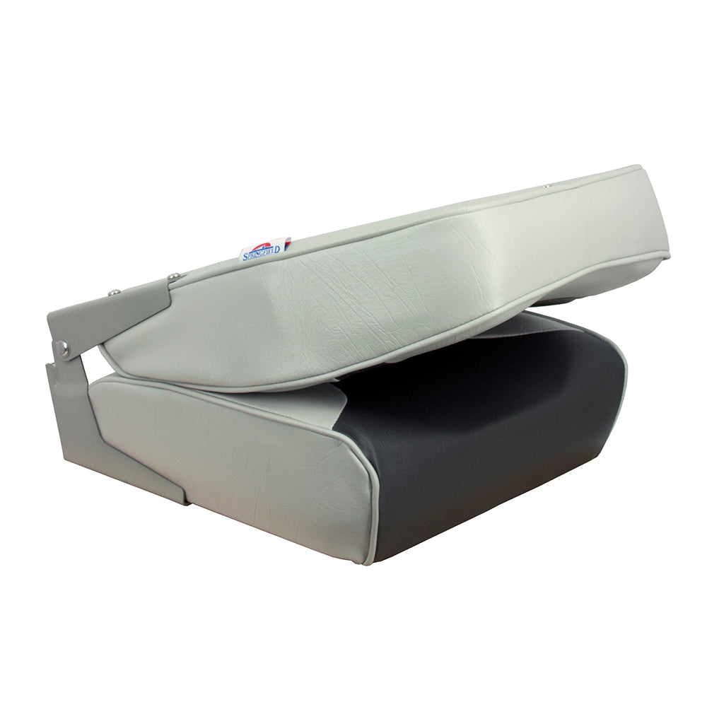 Springfield High Back Multi-Color Folding Seat - Grey/Charcoal - Deckhand Marine Supply