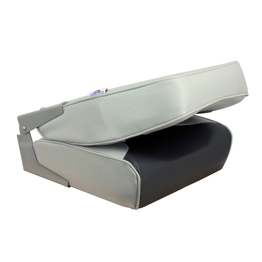 Springfield High Back Multi-Color Folding Seat - Grey/Charcoal - Deckhand Marine Supply
