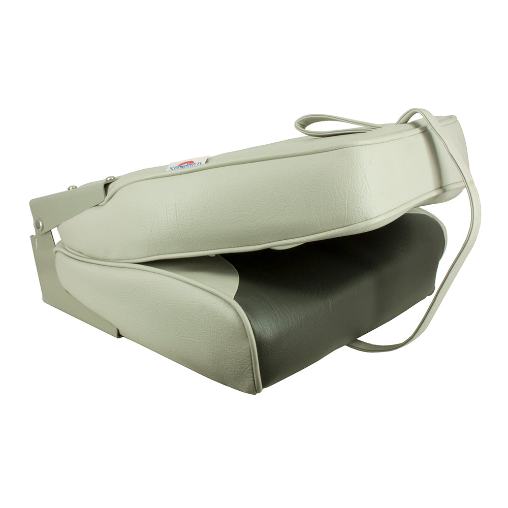 Springfield High Back Multi-Color Folding Seat - Grey/Charcoal - Deckhand Marine Supply