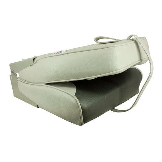 Springfield High Back Multi-Color Folding Seat - Grey/Charcoal - Deckhand Marine Supply