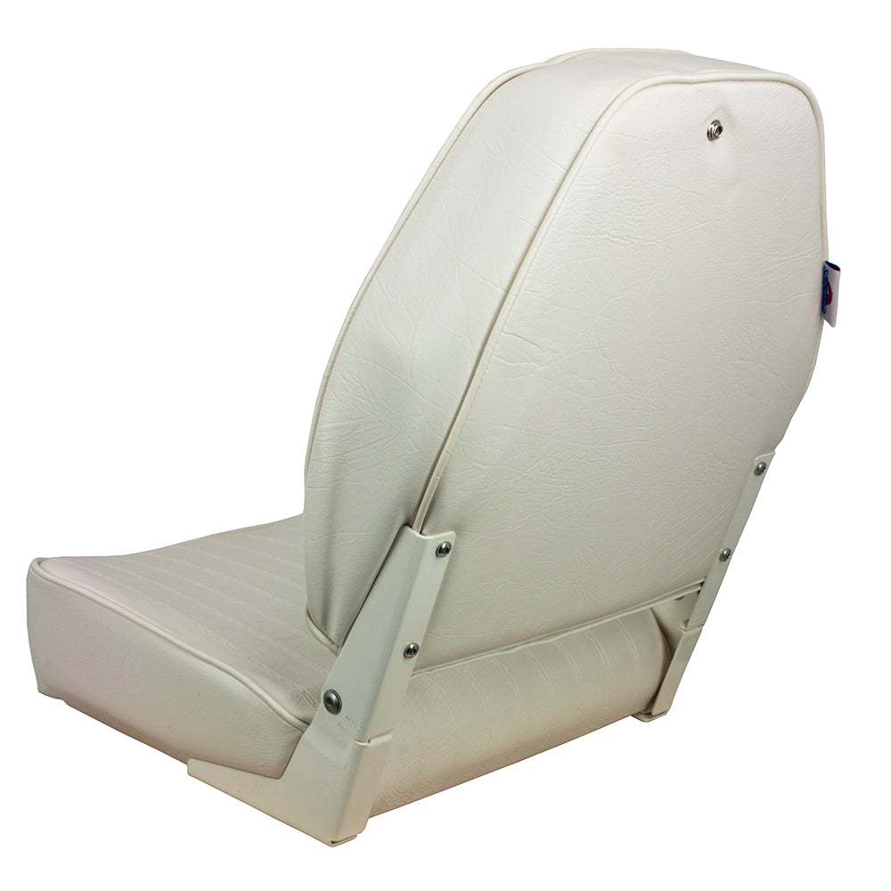 Springfield High Back Folding Seat - White - Deckhand Marine Supply