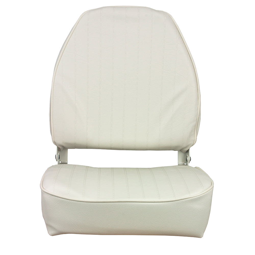 Springfield High Back Folding Seat - White - Deckhand Marine Supply
