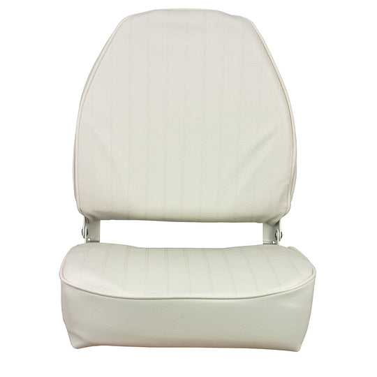 Springfield High Back Folding Seat - White - Deckhand Marine Supply