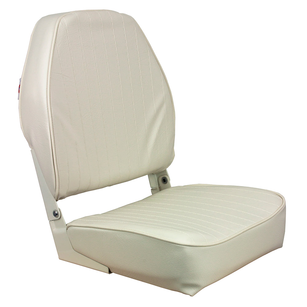 Springfield High Back Folding Seat - White - Deckhand Marine Supply