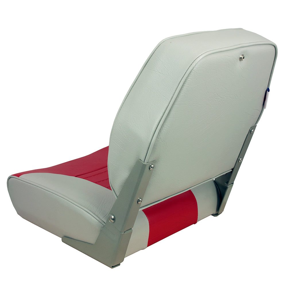 Springfield Economy Multi-Color Folding Seat - Grey/Red - Deckhand Marine Supply