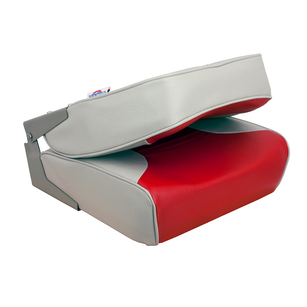 Springfield Economy Multi-Color Folding Seat - Grey/Red - Deckhand Marine Supply