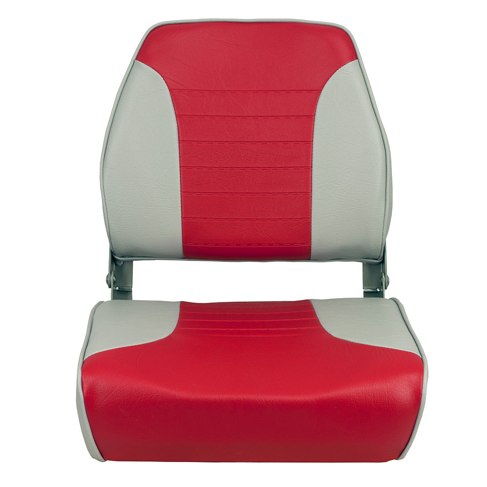 Springfield Economy Multi-Color Folding Seat - Grey/Red - Deckhand Marine Supply