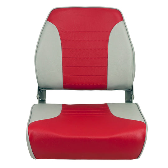Springfield Economy Multi-Color Folding Seat - Grey/Red - Deckhand Marine Supply