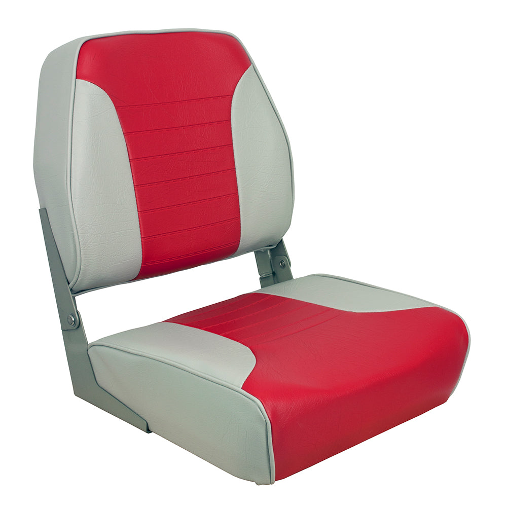 Springfield Economy Multi-Color Folding Seat - Grey/Red - Deckhand Marine Supply