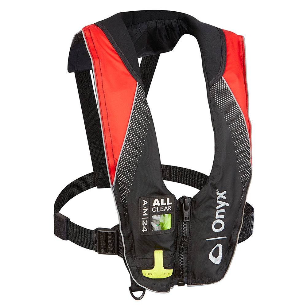 Onyx A/M-24 Series All Clear Automatic/Manual Inflatable Life Jacket - Black/Red - Adult - Deckhand Marine Supply