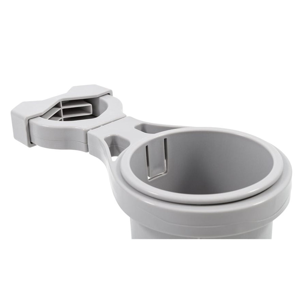 Camco Clamp-On Rail Mounted Cup Holder - Large for Up to 2" Rail - Grey - Deckhand Marine Supply