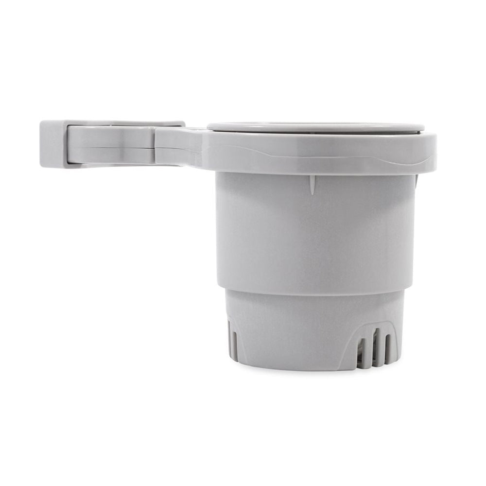 Camco Clamp-On Rail Mounted Cup Holder - Large for Up to 2" Rail - Grey - Deckhand Marine Supply