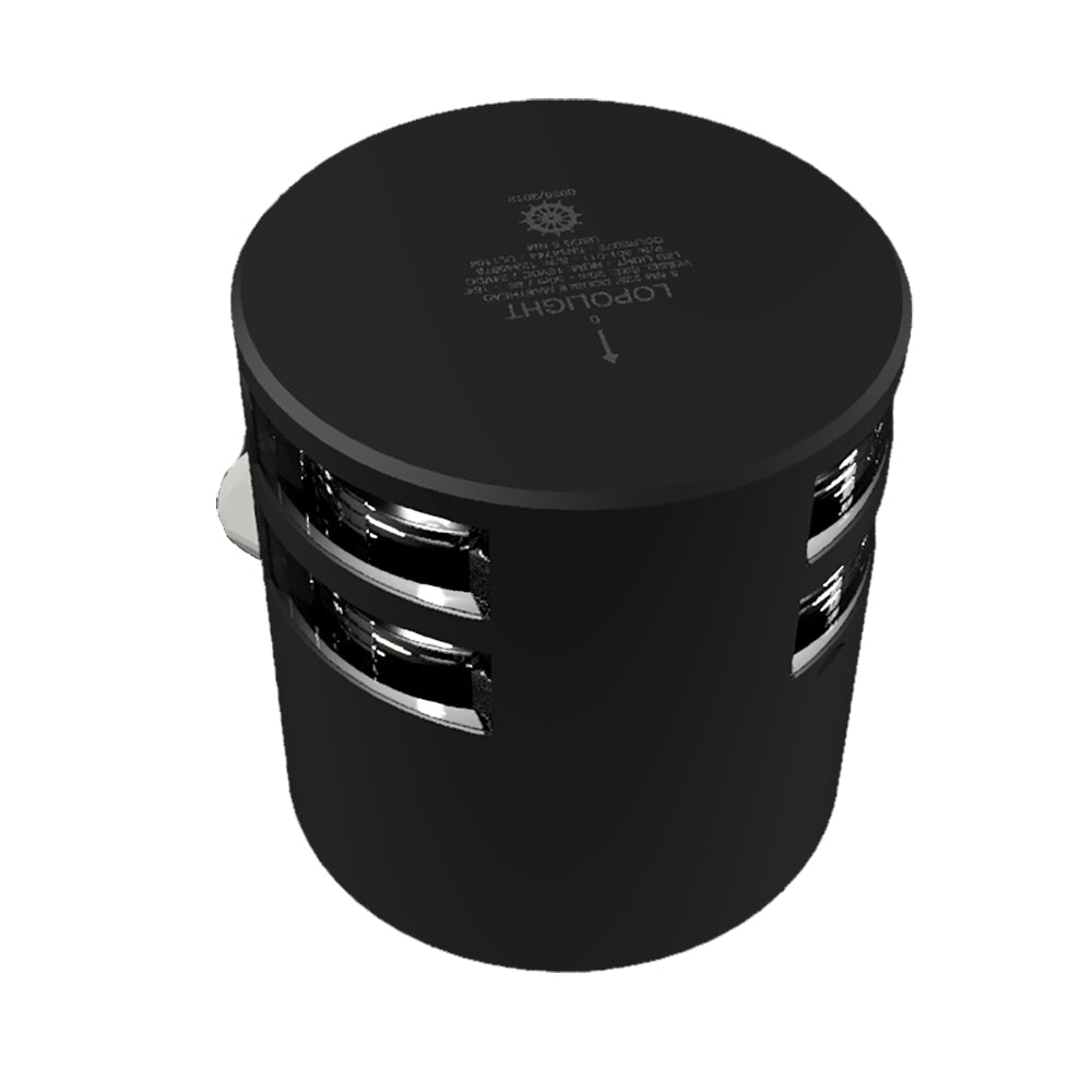 Lopolight Series 301-011 - Double Stacked Masthead Light - 5NM - Horizontal Mount - White - Black Housing - Deckhand Marine Supply