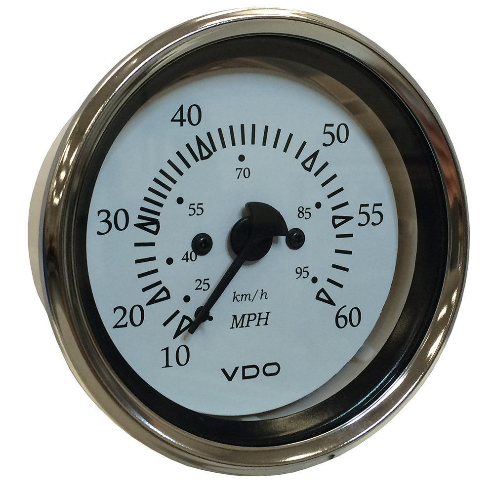 VDO Cockpit Marine 85MM (3-3/8") Pitot Speedometer - 0 to 60 MPH - White Dial/Chrome Bezel - Deckhand Marine Supply