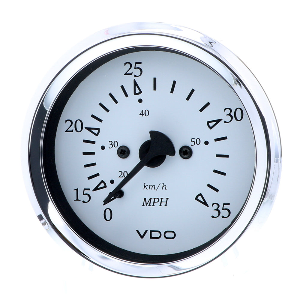 VDO Cockpit Marine 85MM (3-3/8") Pitot Speedometer - 0 to 35 MPH - White Dial/Chrome Bezel - Deckhand Marine Supply