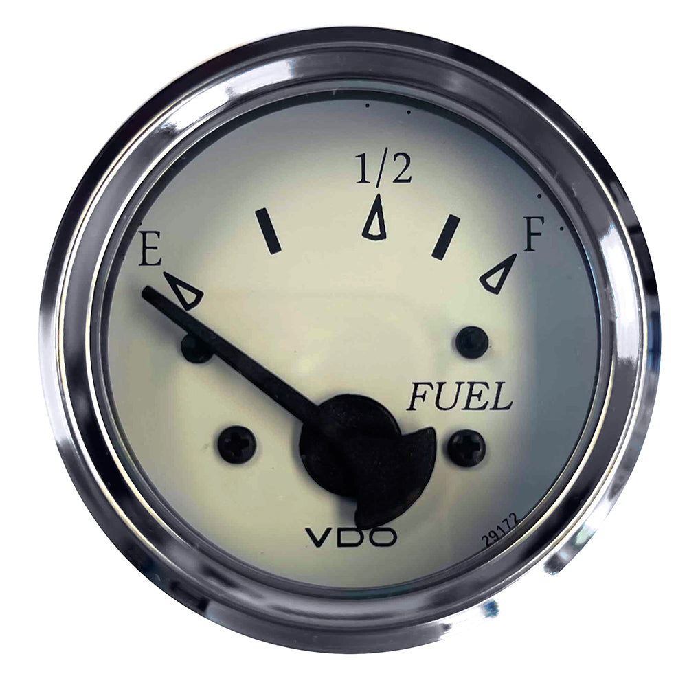 VDO Cockpit Marine 52MM (2-1/16") Fuel Level Gauge - White Dial/Chrome Bezel - Deckhand Marine Supply