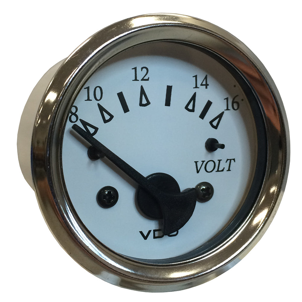 VDO Cockpit Marine 52MM (2-1/16") Voltmeter - White Dial/Chrome Bezel - Deckhand Marine Supply