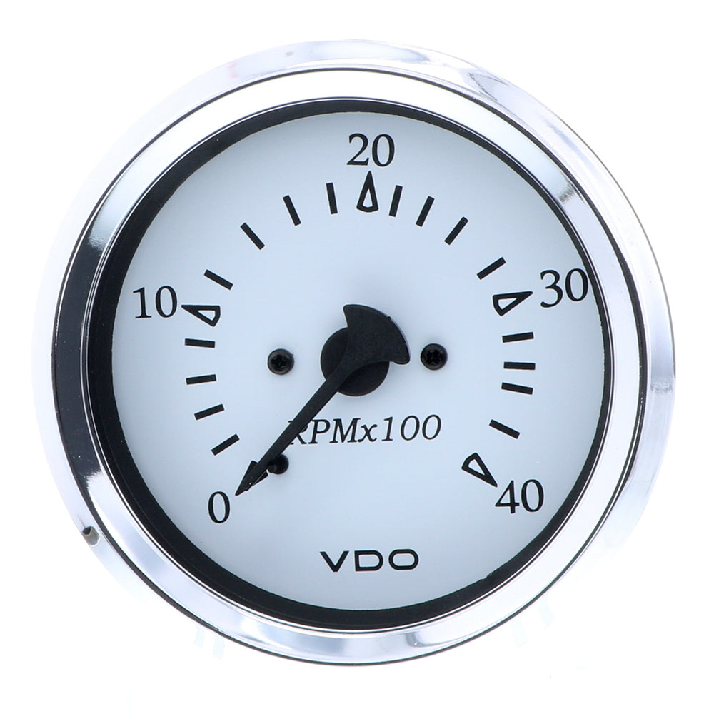 VDO Cockpit Marine 85MM (3-3/8") Diesel Tachometer - 4000 RPM - White Dial/Chrome Bezel - Deckhand Marine Supply