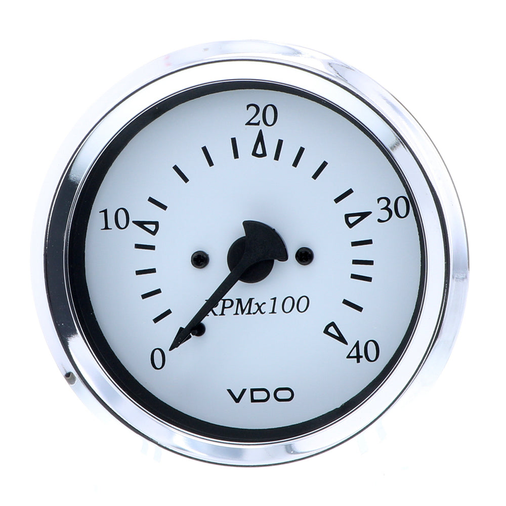 VDO Cockpit Marine 85MM (3-3/8") Diesel Tachometer - Alternator Input - White Dial/Chrome Bezel - Deckhand Marine Supply