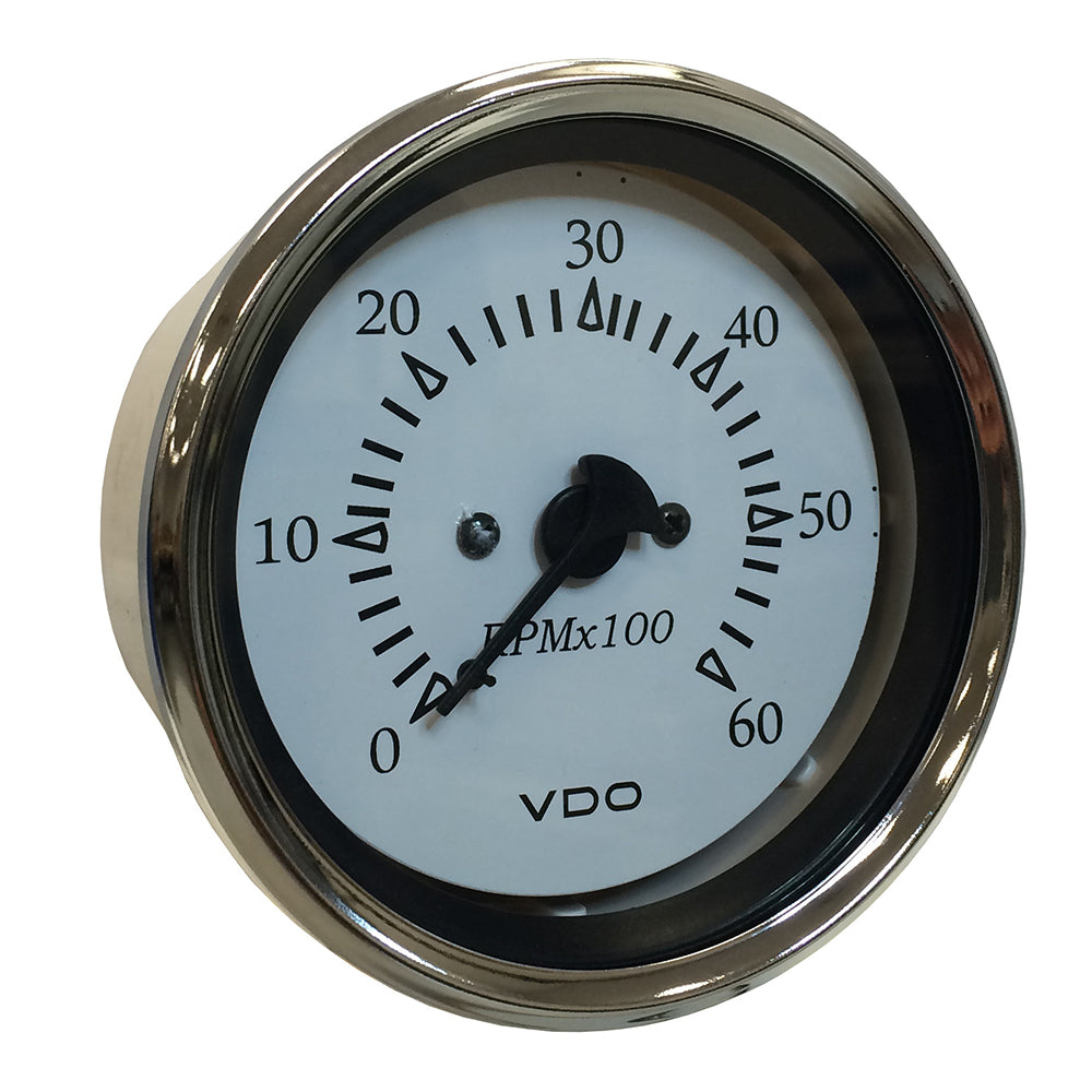 VDO Cockpit Marine 85MM (3-3/8") Sterndrive Tachometer - White Dial/Chrome Bezel - Deckhand Marine Supply