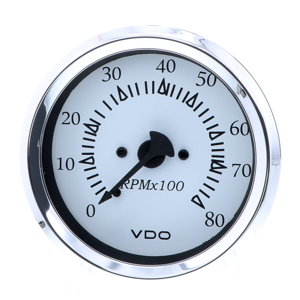 VDO Cockpit Marine 85MM (3-3/8") Outboard Tachometer - White Dial/Chrome Bezel - Deckhand Marine Supply