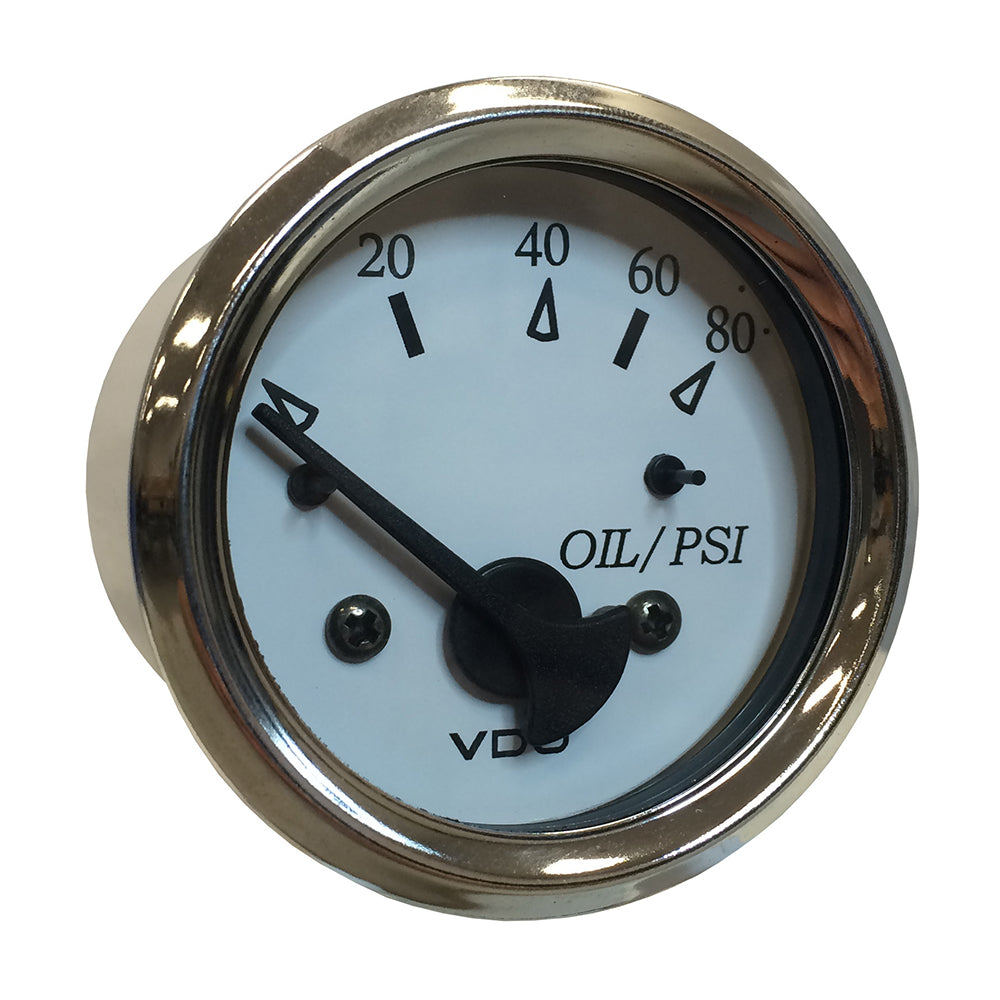 VDO Cockpit Marine 52MM (2-1/16") Oil Pressure Gauge - White Dial/Chrome Bezel - Deckhand Marine Supply
