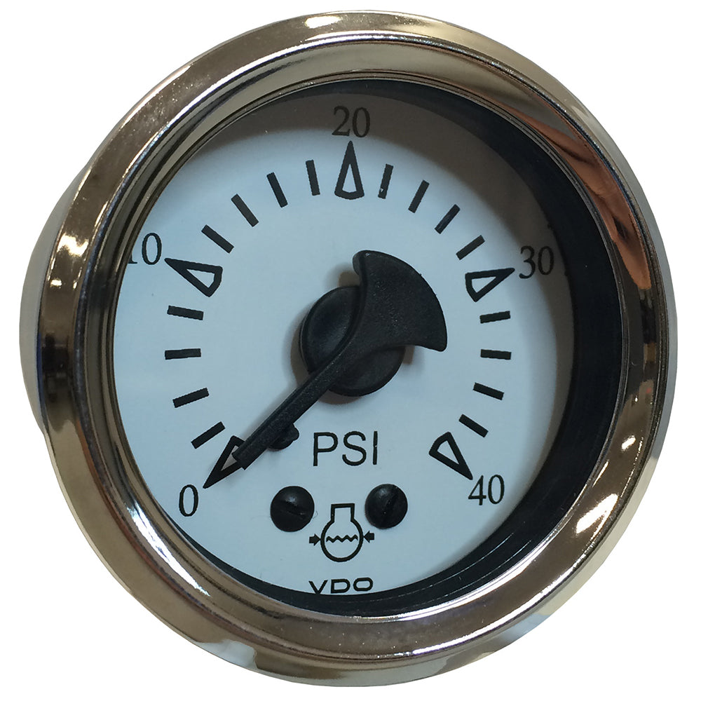 VDO Cockpit Marine 52MM (2-1/16") Mechanical Water Pressure Gauge - White Dial/Chrome Bezel - Deckhand Marine Supply