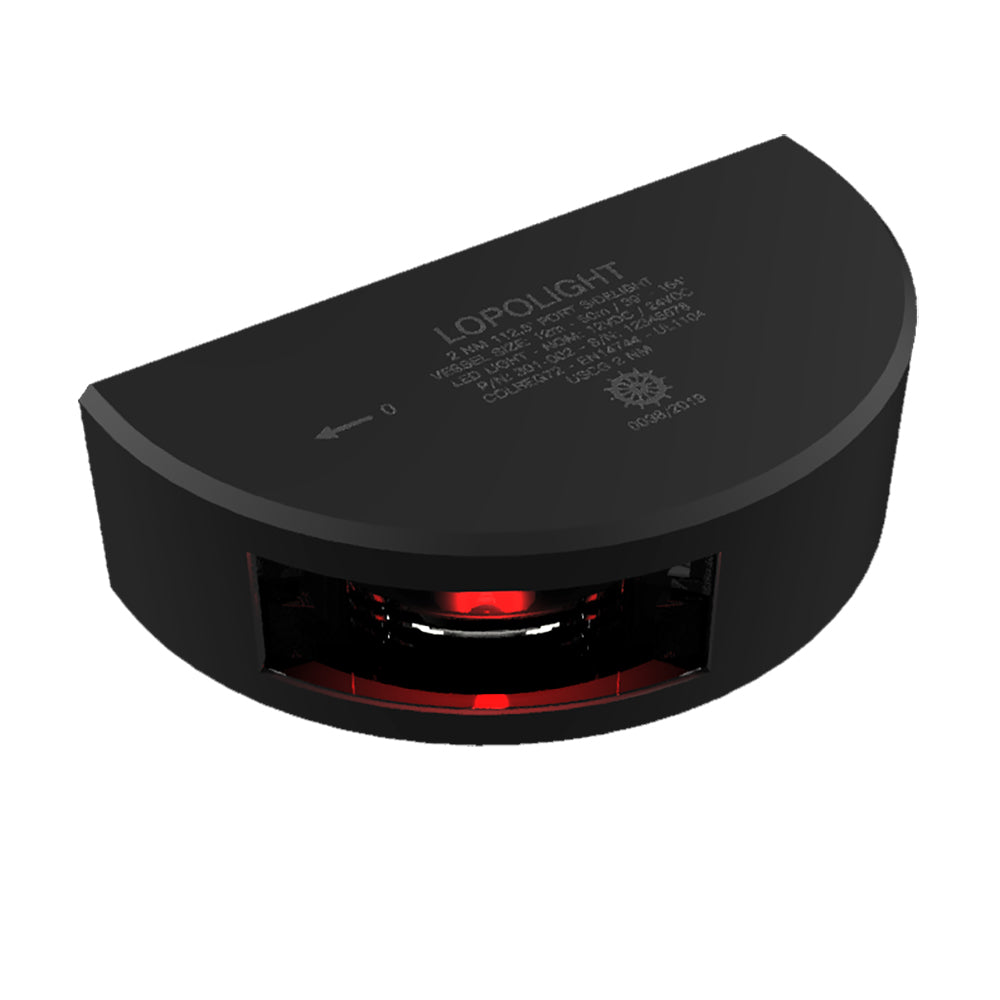 Lopolight Series 301-002 - Port Sidelight - 2NM - Vertical Mount - Red - Black Housing - 6M Cable - Deckhand Marine Supply
