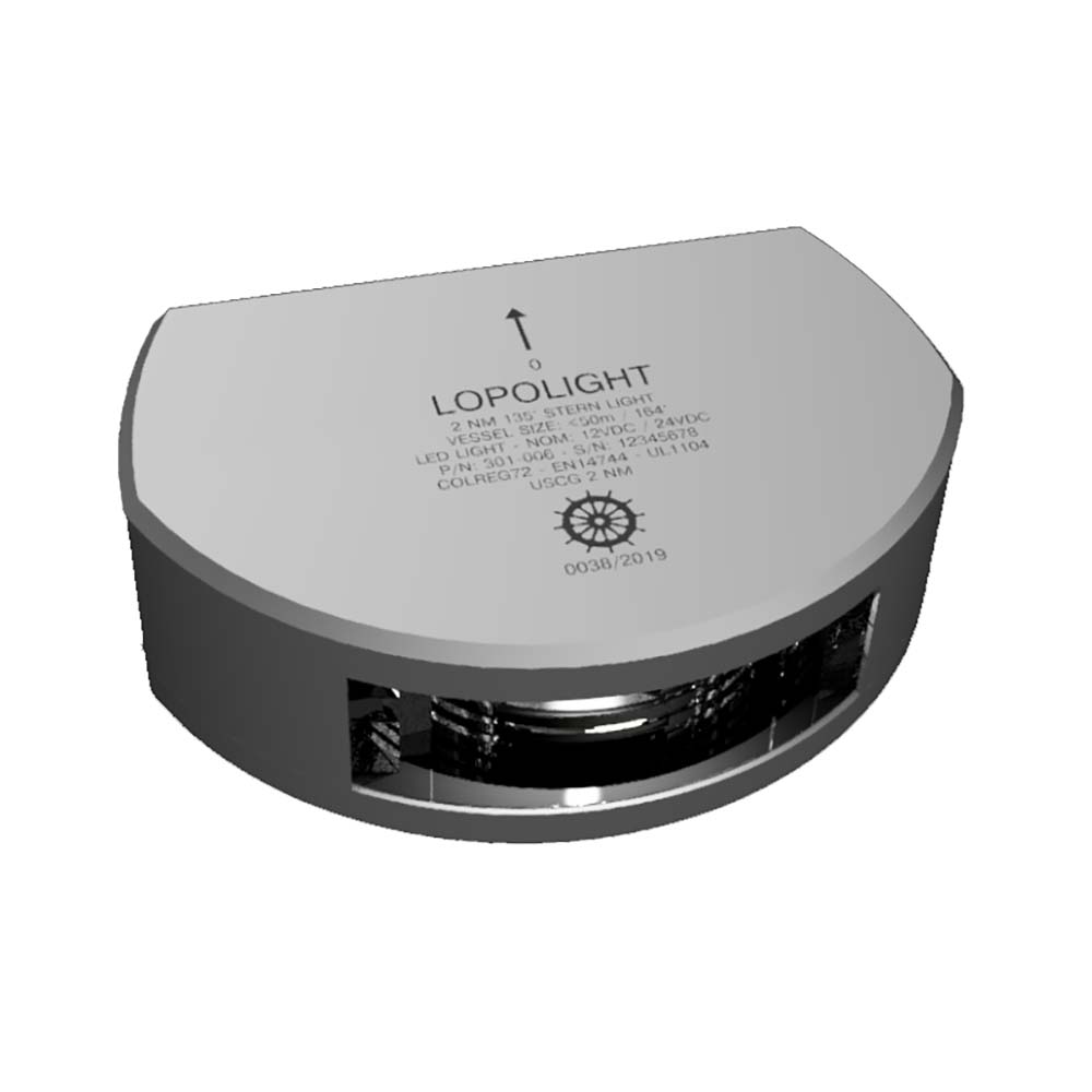 Lopolight Series 301-006 - Stern Light w/Deck Light - 2NM - Vertical Mount - White - Silver Housing - Deckhand Marine Supply