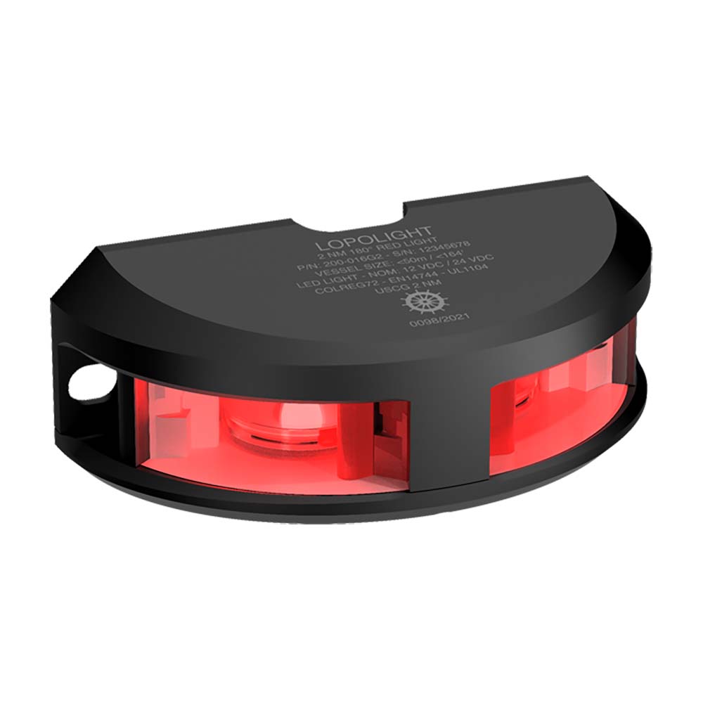 Lopolight Series 200-016 - Navigation Light - 2NM - Vertical Mount - Red - Black Housing - Deckhand Marine Supply