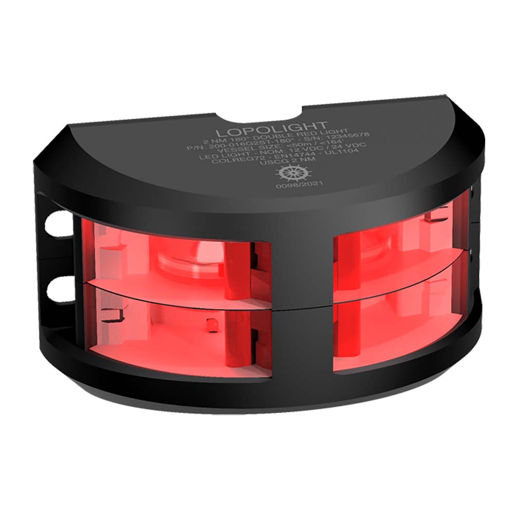 Lopolight Series 200-016 - Double Stacked Navigation Light - 2NM - Vertical Mount - Red -Black Housing - Deckhand Marine Supply