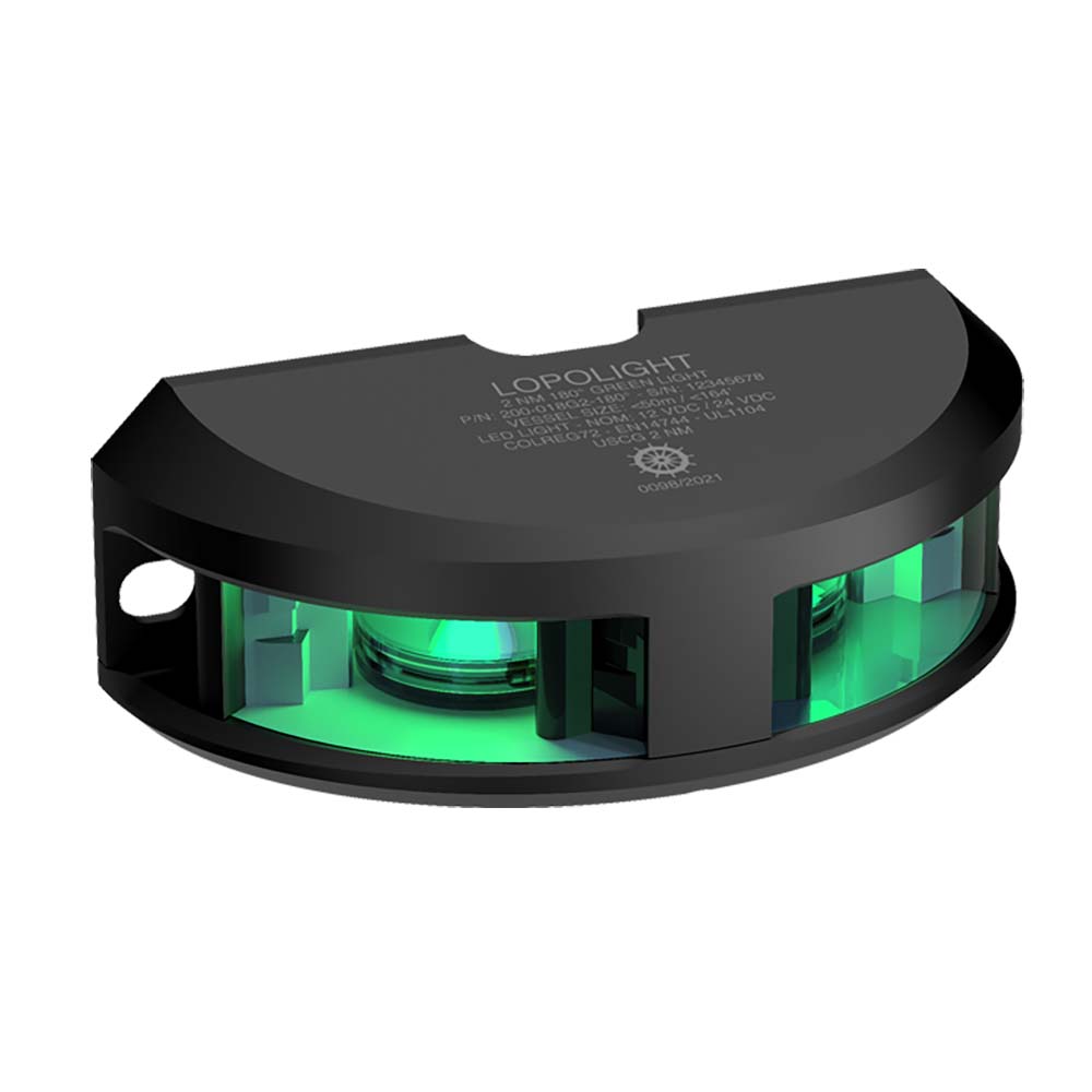 Lopolight Series 200-018 - Navigation Light - 2NM - Vertical Mount - Green - Black Housing - Deckhand Marine Supply
