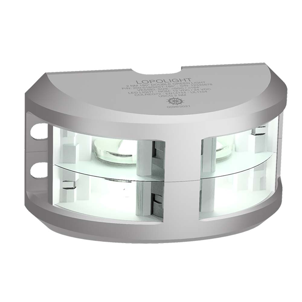 Lopolight Series 200-024 - Double Stacked Navigation Light - 2NM - Vertical Mount - White - Silver Housing - Deckhand Marine Supply