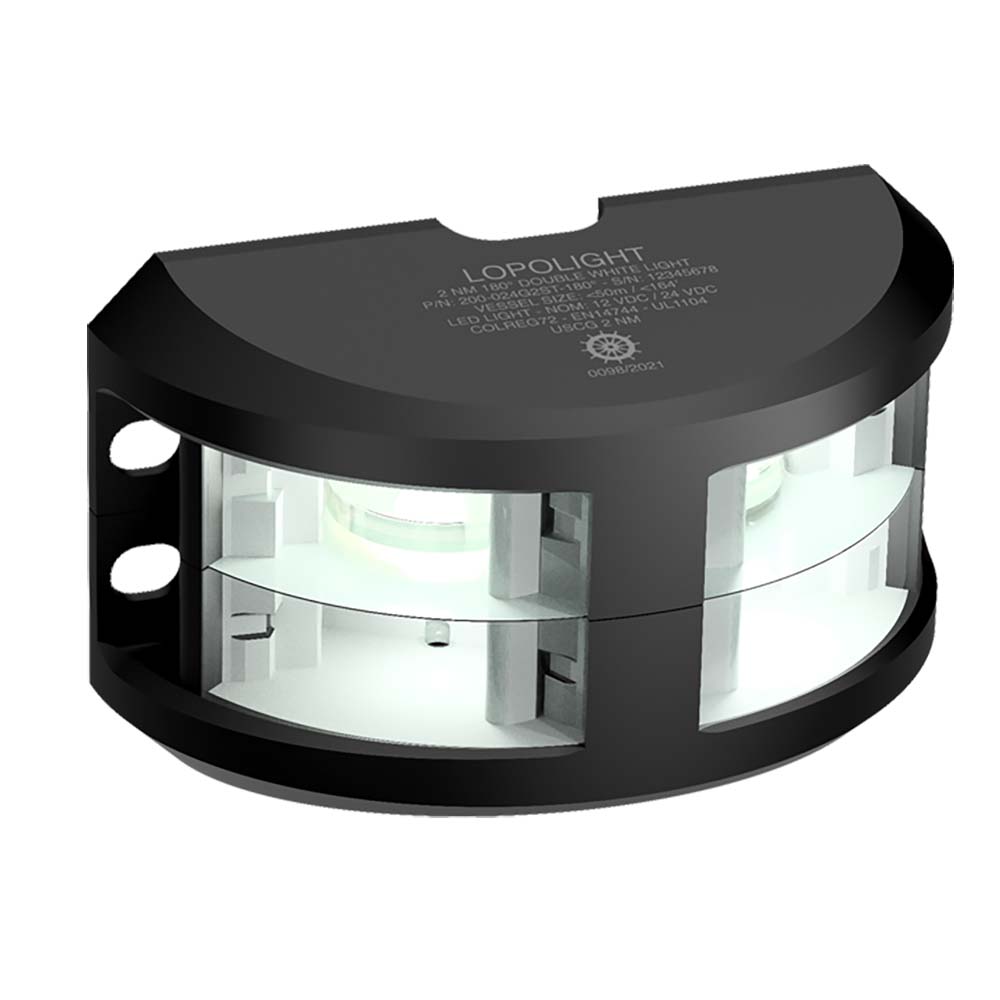 Lopolight Series 200-024 - Double Stacked Navigation Light - 2NM - Vertical Mount - White - Black Housing - Deckhand Marine Supply