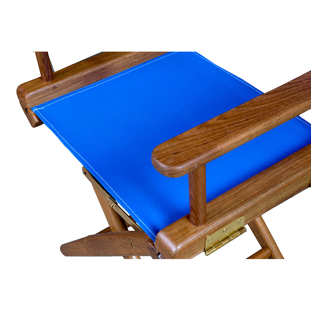 Whitecap Directors Chair w/Blue Seat Covers - Teak - Deckhand Marine Supply